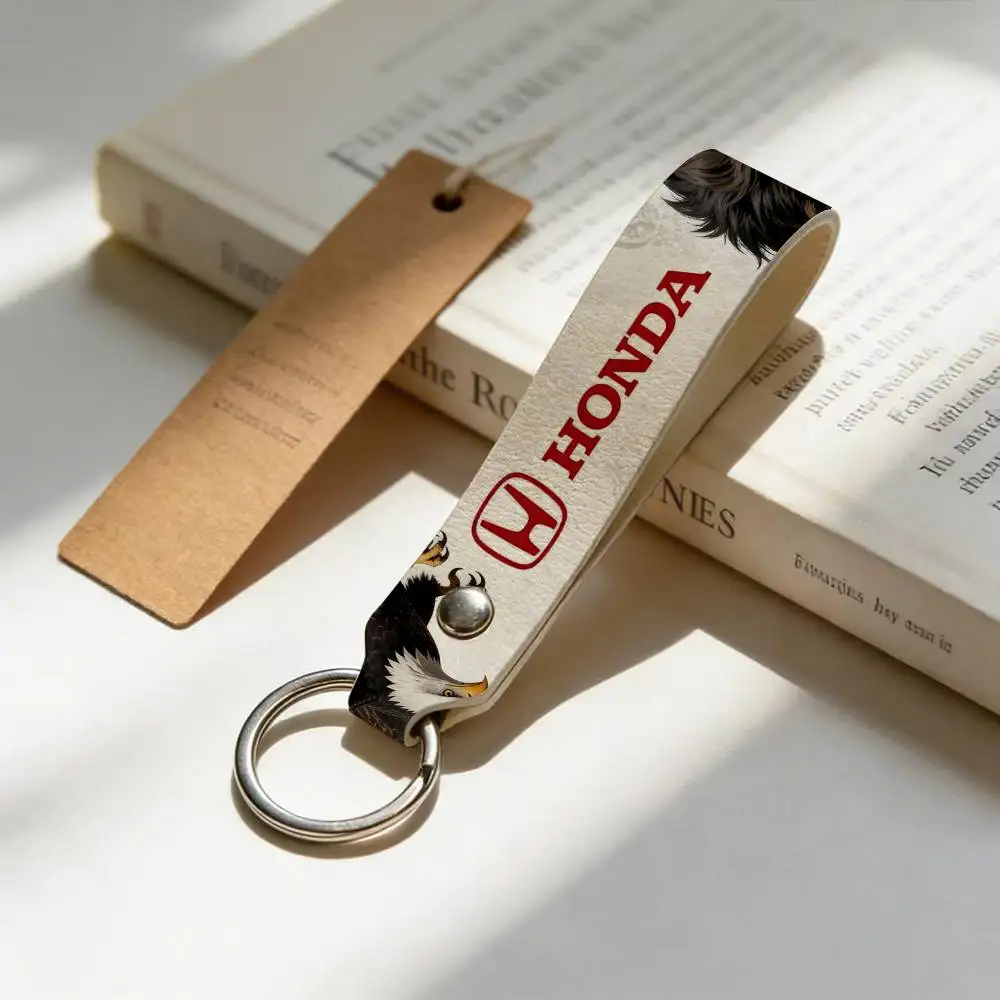 

For Honda PU Leather Motorcycle Keychain Universal Motorbike Key Ring Holder For Riders Men Gift