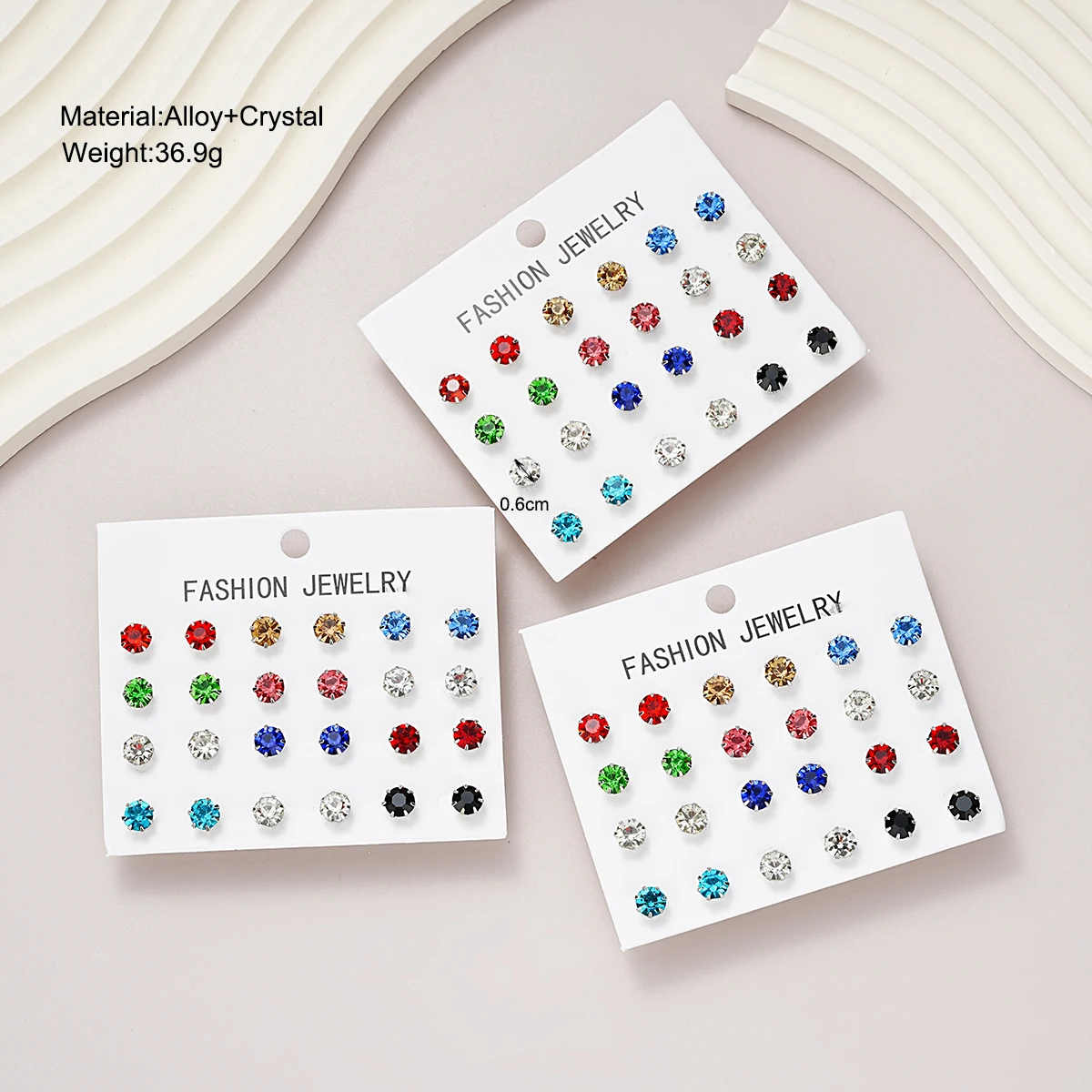 36 Pairs/Set Colorful Zircon Crystal Stud Earrings for Women Fashion Minimalist Geometric Shiny Earring New Trendy Jewelry Gifts