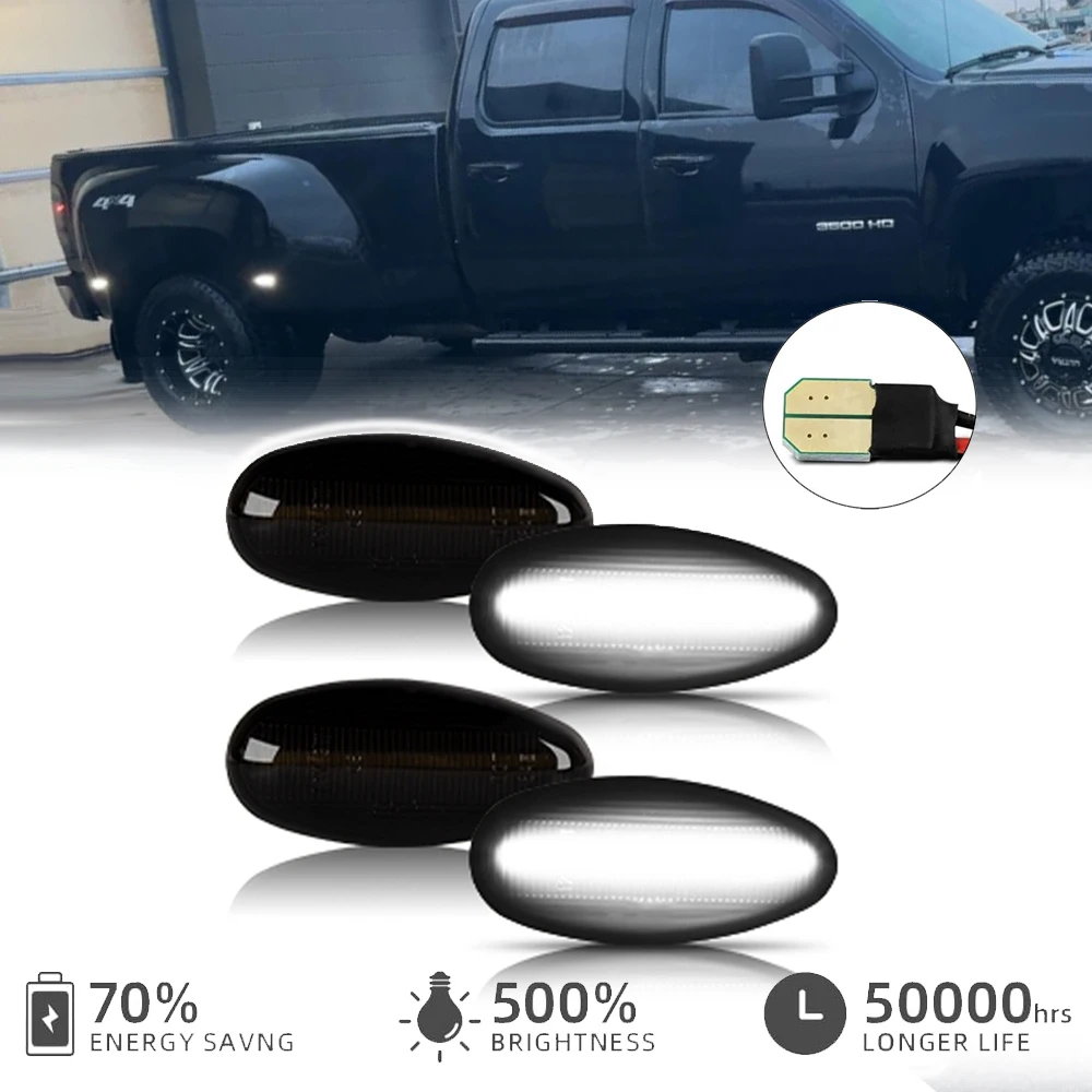 

Светодиодные боковые габаритные огни (LED Dually) для крыльев Chevrolet Silverado GMC Sierra 2500 3500 2001-2014 годов, янтарно-красные, двойные, для задних колес/грузового отсека