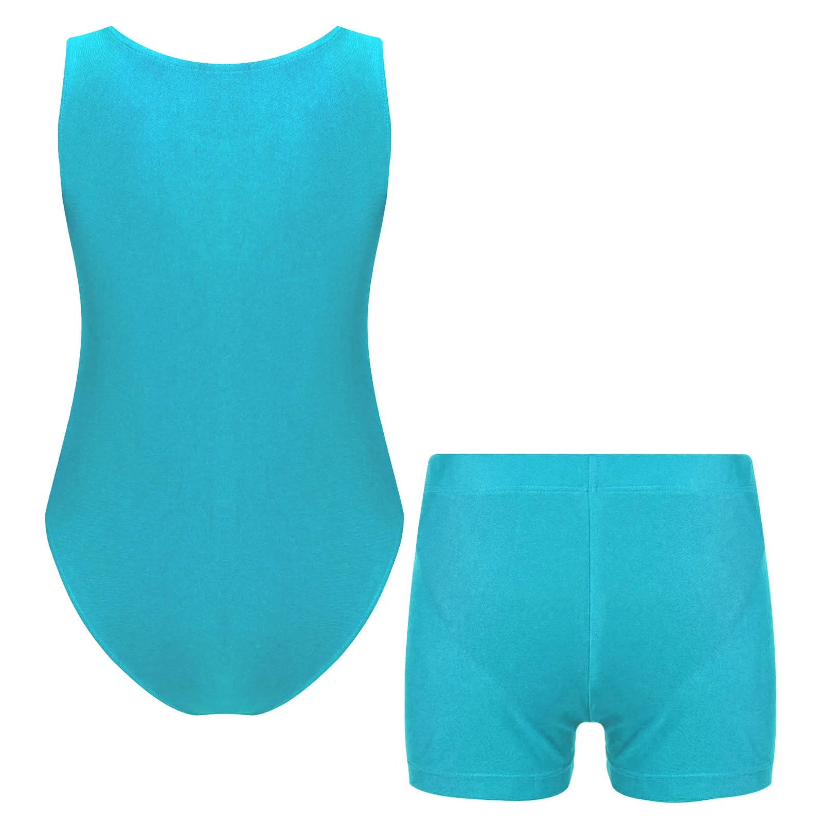 Boys Dance Gymnastics Yoga Leotard Set Sleeveless Bodysuit with Shorts for Figure Skating Acrobatics Sports Fitness Workout