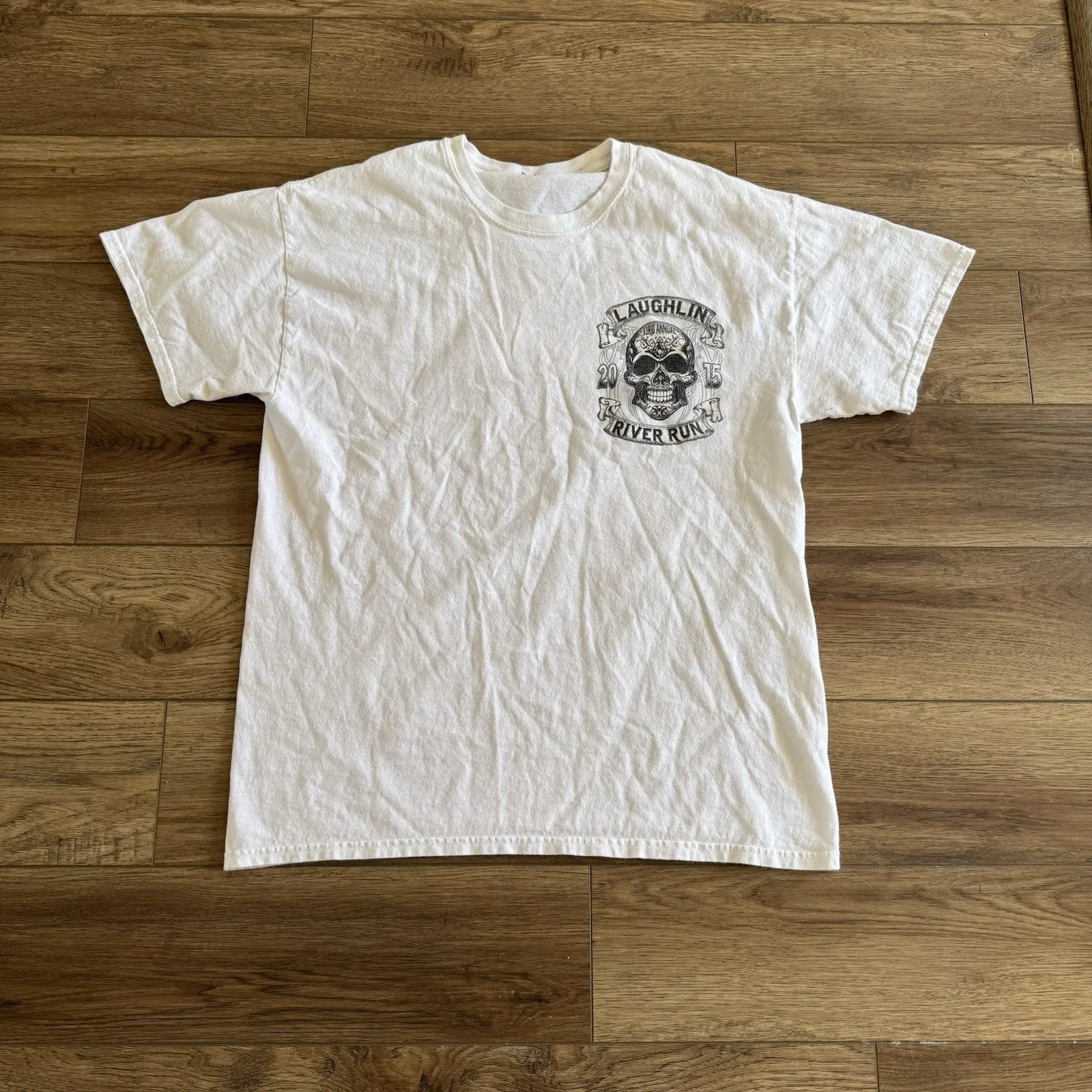 Camiseta de motociclista Laughlin River Run Skull 2015