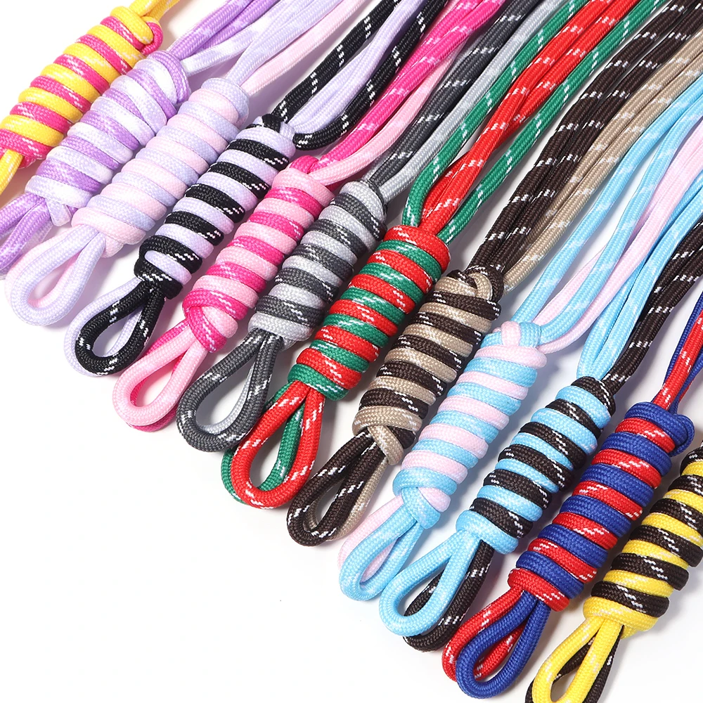 4 Stück kreative geflochtene Schlüsselbänder, bunte Nylonseile, verlustsichere Knotenfäden zum Selbermachen von Schlüsselanhängern, Taschenaccessoires – Detail 4