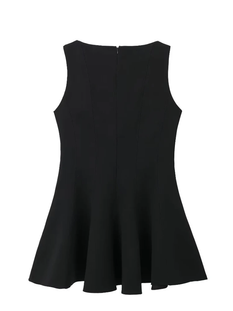 QWEconvex-Mini robe noire pour femme, tenue de soirée décontractée, slim, élégante, courte, nouvelle collection printemps été 2024