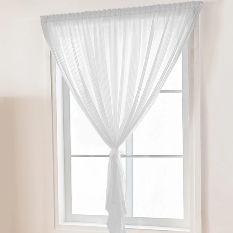 Sheer Curtains No Drill Light Filtering Privacy Curtain Self Adhesive Door Blinds Pattern Gauze Curtains for Living Room Kitchen