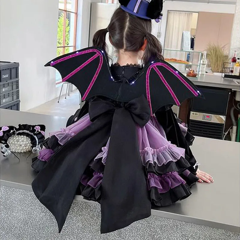 Kuromi-falda de princesa Lolita Sanrios para niñas, Vestido de manga larga, disfraz de Halloween, fiesta de cumpleaños, falda de pastel, regalo para niñas