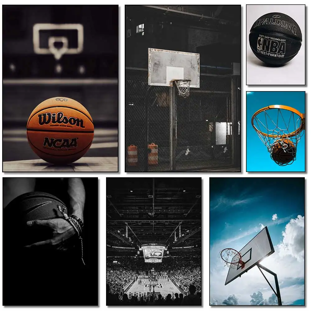 Basketball Player Sneakers Black and White Poster Canvas Painting Wall Shoot The Ball Art Photos Living Room Home Decoration