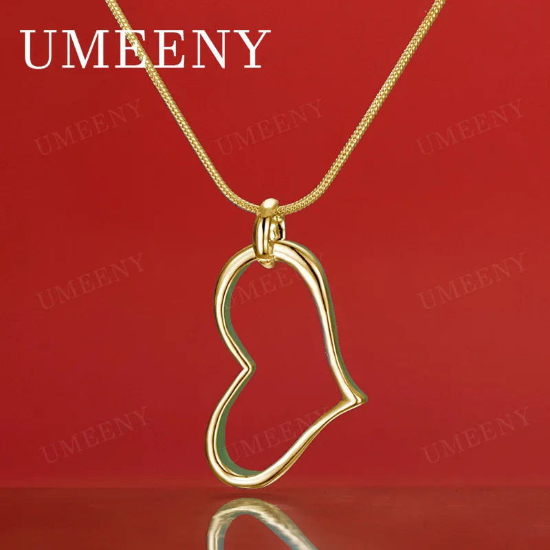 

925 Sterling Silver 18K Gold 16-30 Inch Simple Heart-Shaped Pendant Necklace for Women, Fashionable Gift Accessory