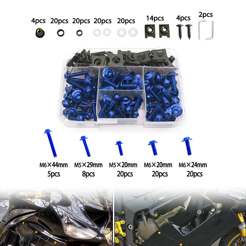 

Motorcycle Accessories For Kawasaki For Aprilia For Yamaha For Suzuki Aluminum Colorful Fasteners Screws Set 177PCS