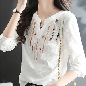 7 Hauptverkaufsbluse Stickerei Weiß - №2