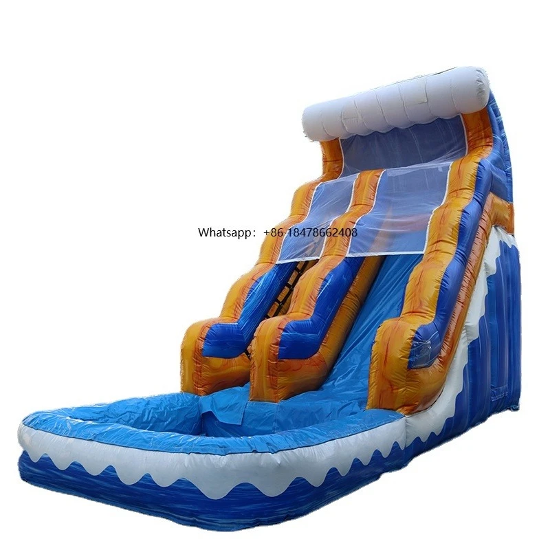 Popular PVC Inflatable Water Slide With Safety Net for Kids for Outdoor and Indoor Use for Rental Business With Swimming Pool