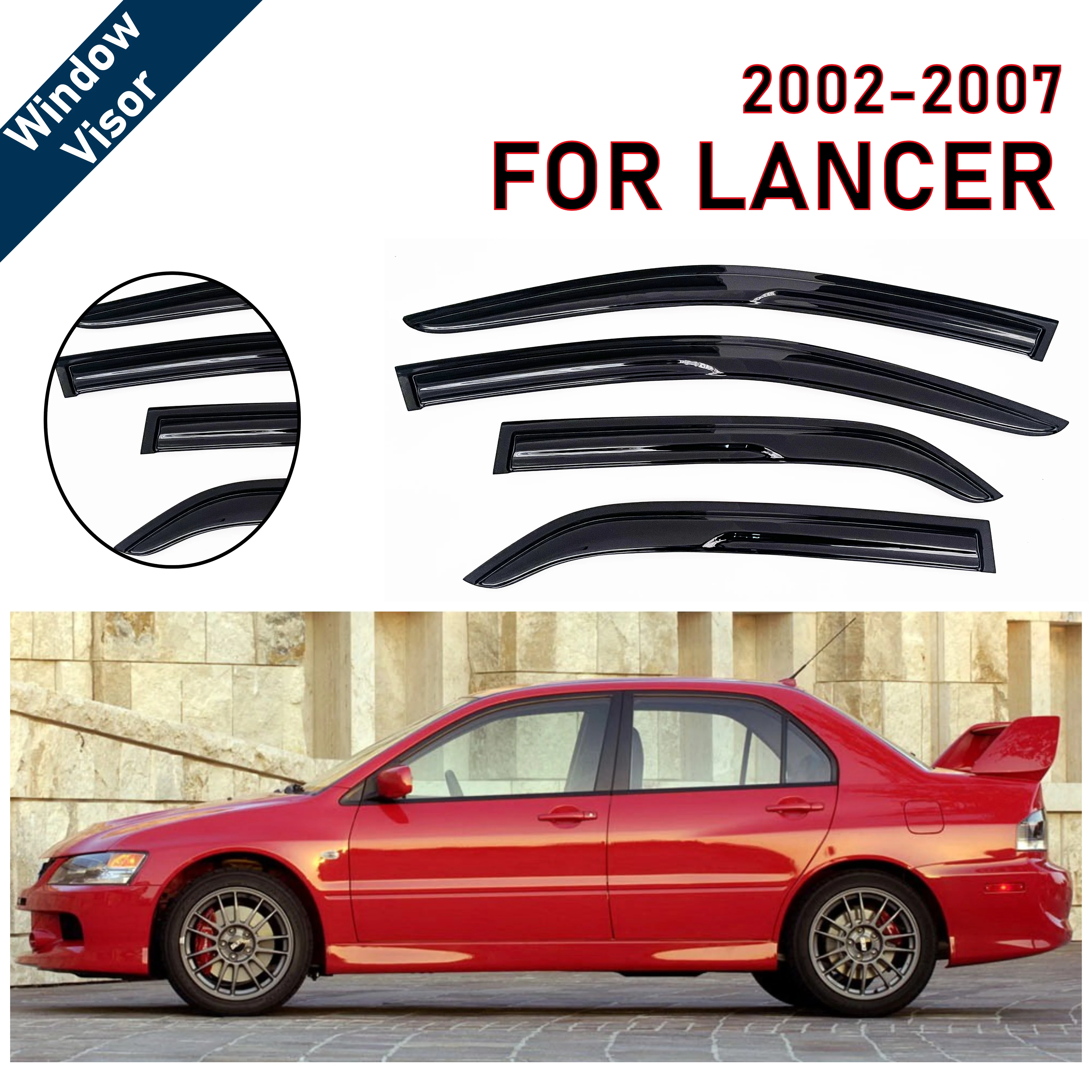 

4шт новейшей модели солнцезащитного козырька на окно автомобиля для Lancer 2002-2007, оконный козырек от дождя, оконные козырьки от дождя