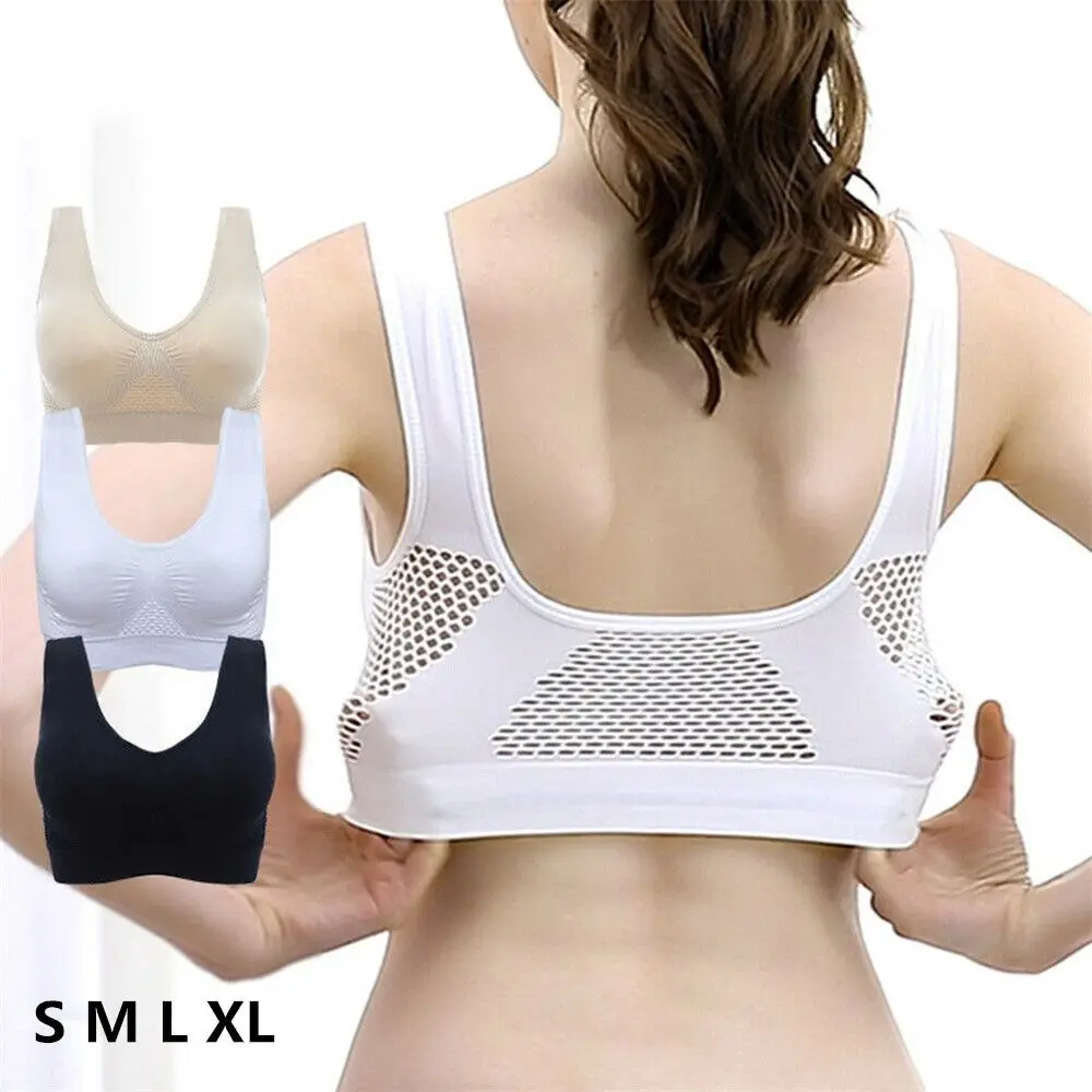 Plus Size Women Sports Bra Shockproof Breathable Wireless Push-Up Vest Bra Sports Underwear