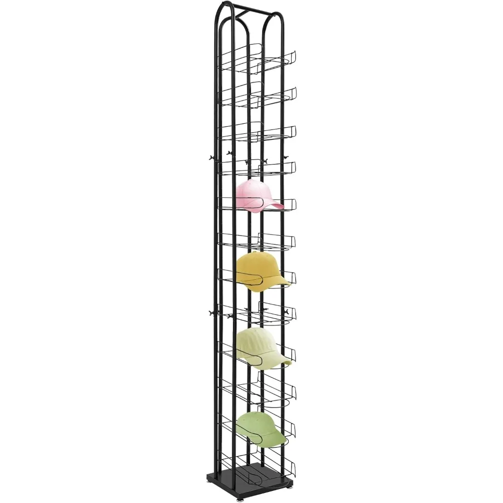 

Floor Standing Hat Rack, Retail Hat Organizer Display Stand, Metal Display Rack for Ball Cap Hats Wigs Bags Scarves Gloves