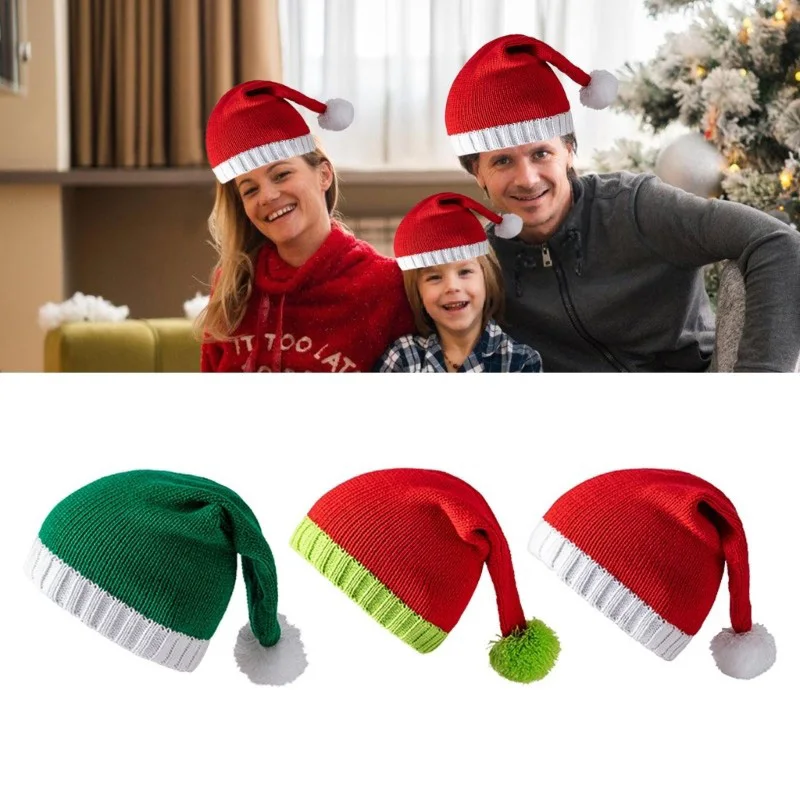 2025, neue Weihnachts-Patchwork-Strickmütze für Erwachsene und Kinder, frohe Weihnachten und frohes neues Jahr ﻿