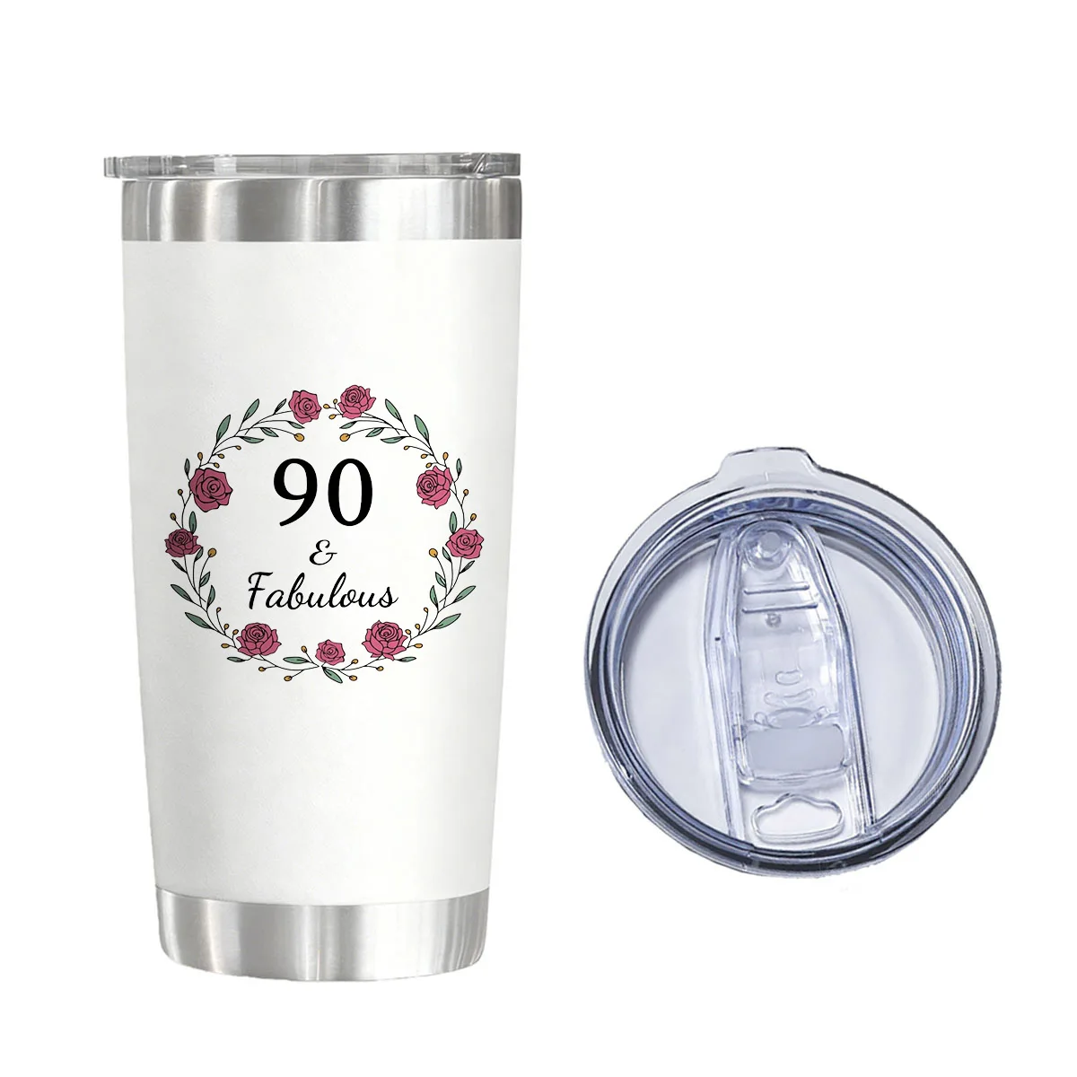 

90 & Fabulous Vacuum Flasks Tumblers 20 oz Water Glasses for Christmas Birthday
