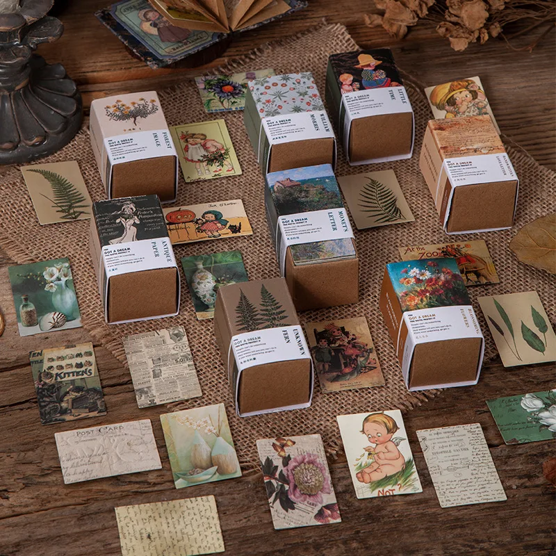 100 Sheets Retro Mini Memo Card Magazine Collage Message Material Paper Album Decoration Material Stickers