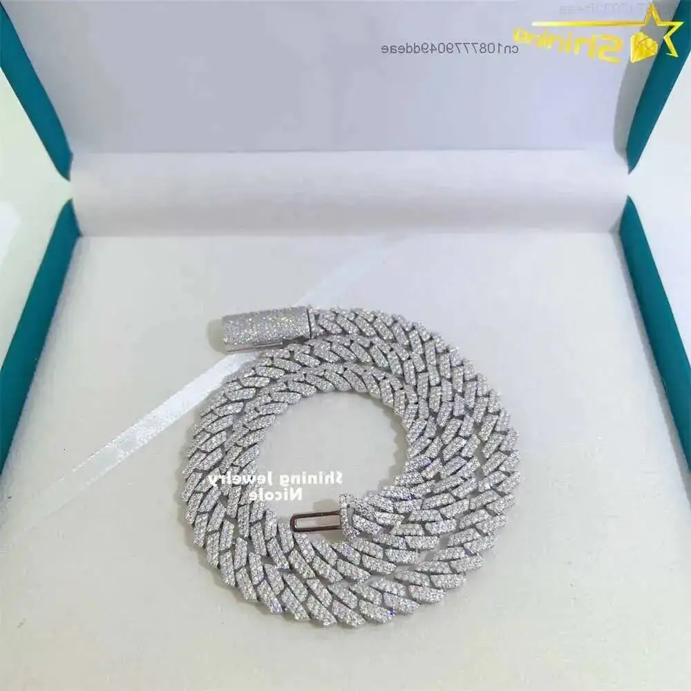 

Высококачественные модные ювелирные изделия из серебра 925 пробы, кубинская цепочка со льдом, ширина 10 мм, ожерелье в стиле хип-хоп на заказ, кубинская цепочка с муассанитом