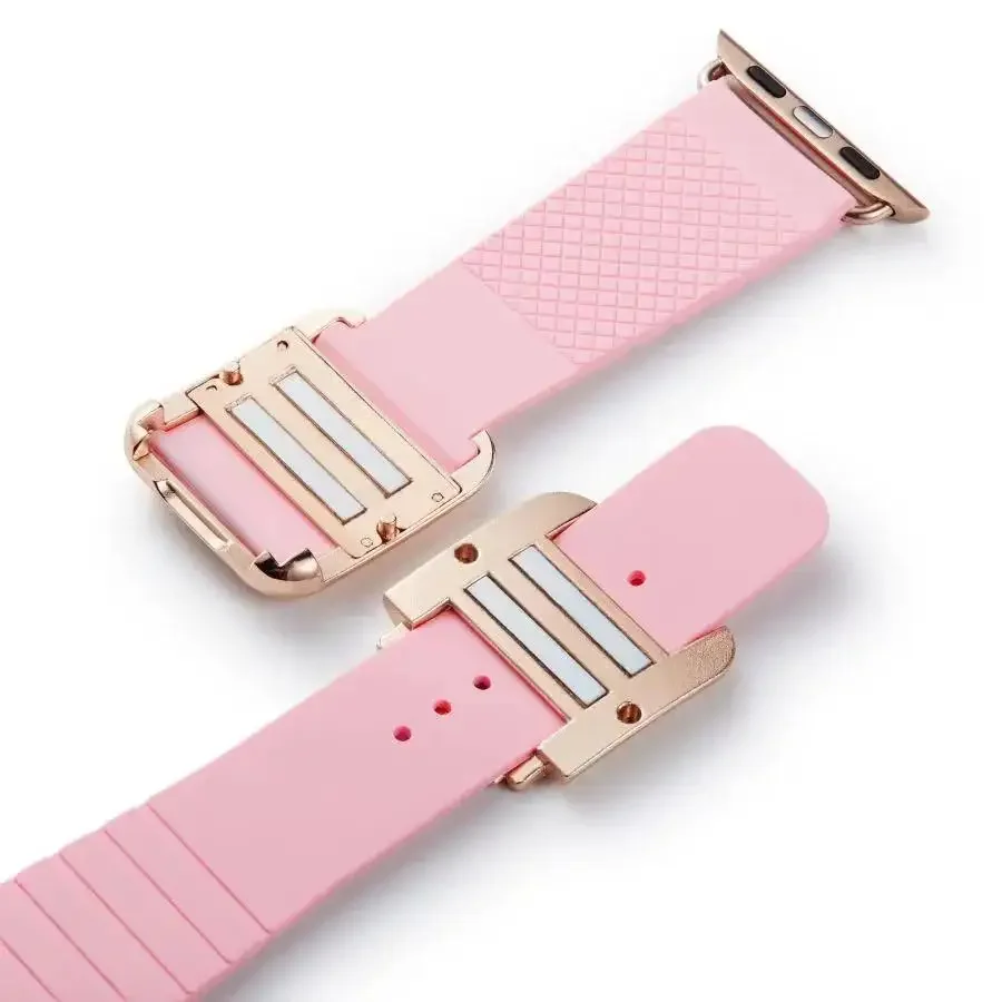 New silicone strap for Apple watch Ultra 10 8 7 6 5 4 SE band 45mm 41mm 42mm 46mm 44mm 40mm Magnetic buckle strap Bracelet Belt