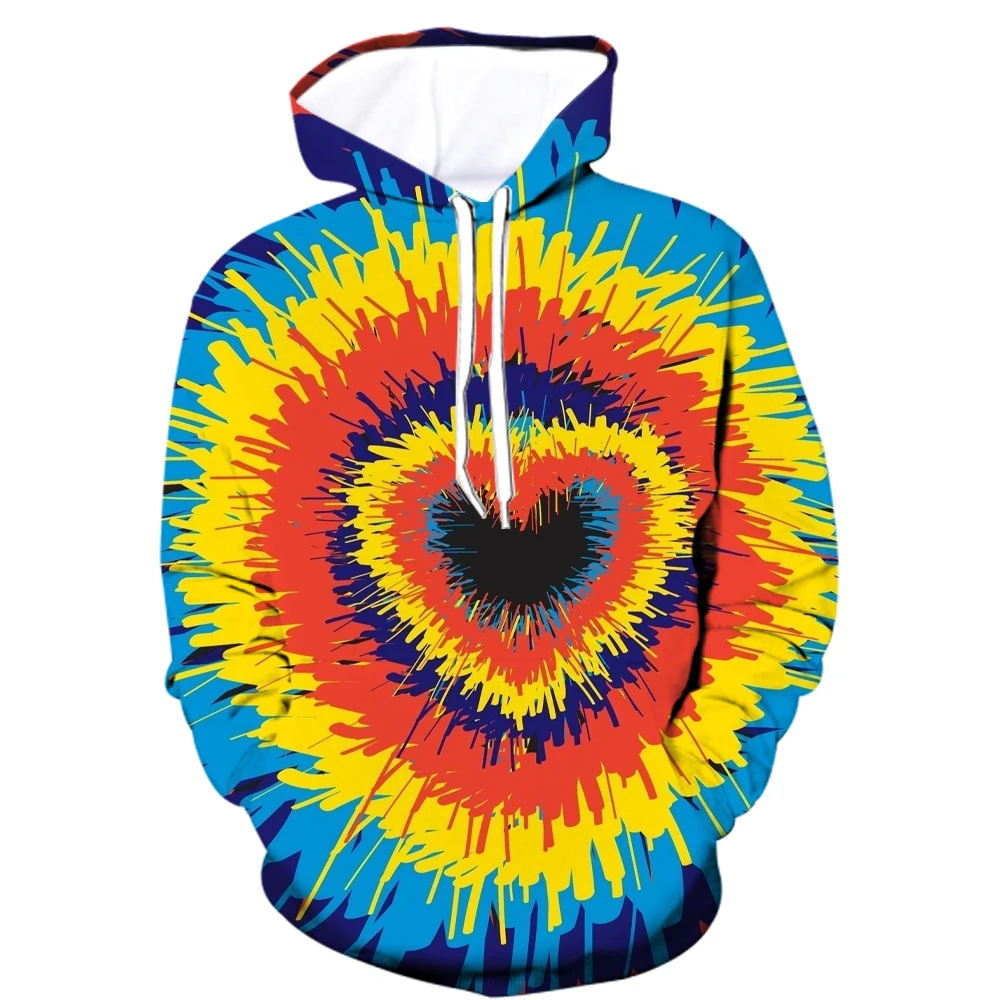 3D Colorful Tie-Dye Print Men's Women's Hoodies Creative Personality Design Long Sleeve Tops Fashion Simple Daily Casual Clothes