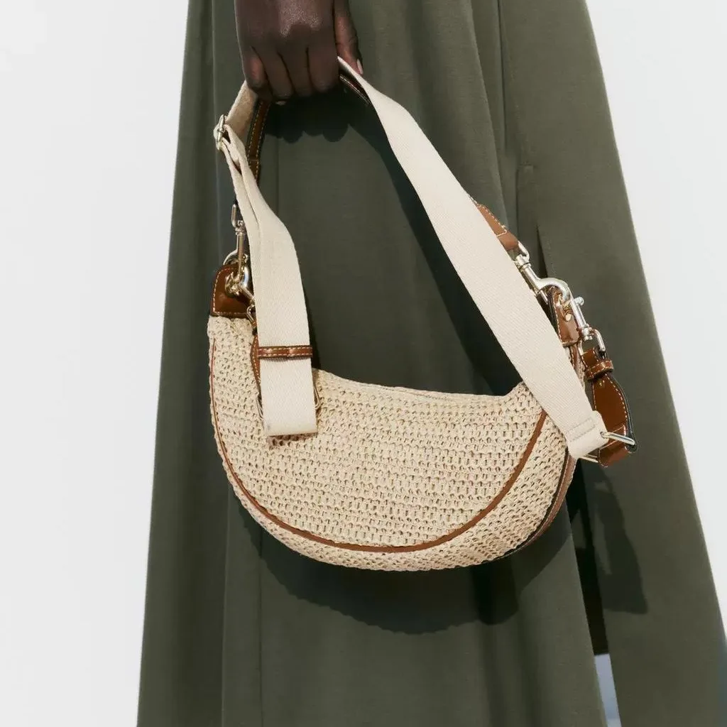 Woven Hobo Bag for Women, Soft Slouchy Underarm Purse, Boho Crossbody & Shoulder Bag, Summer Tote
