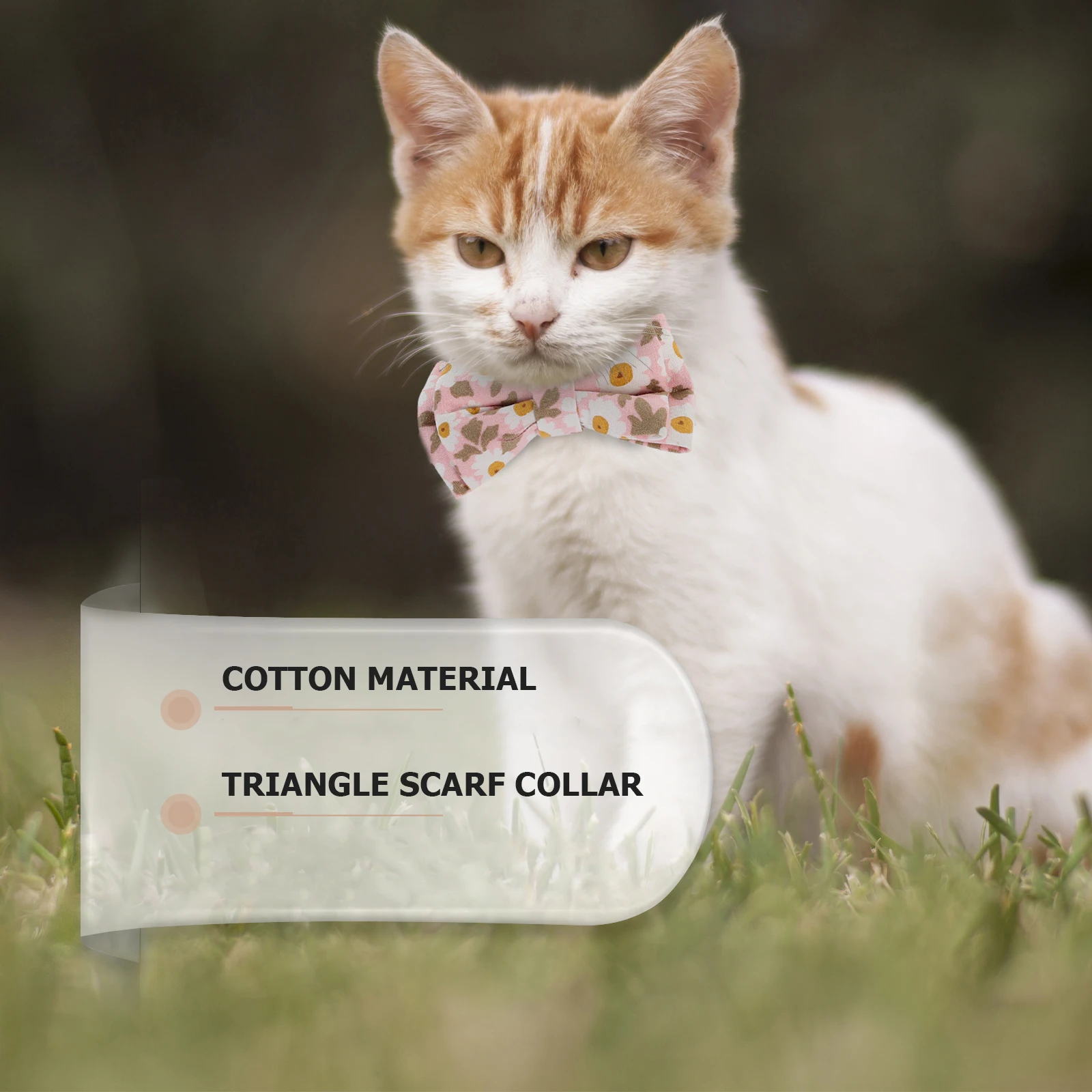 

2pcs Cat Collar Adjustable Cotton Pet Bowtie Daily Wear Cats Kitten Triangle Scarf Breathing Comfortable Christmas Birthday