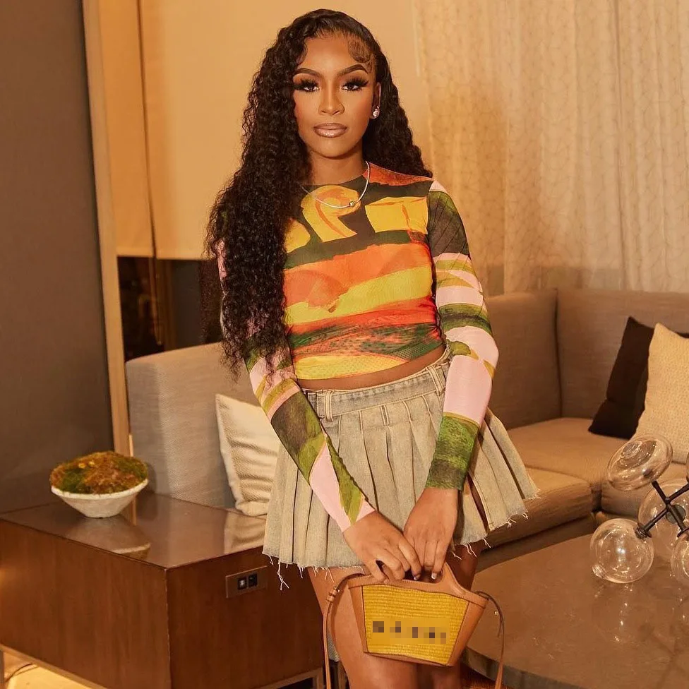 أنيق سيدة التعادل صبغ مطبوعة المحاصيل تي شيرت 2025 الخريف المرأة طويلة الأكمام س الرقبة المجهزة نادي حفلة الشارع تي شيرت