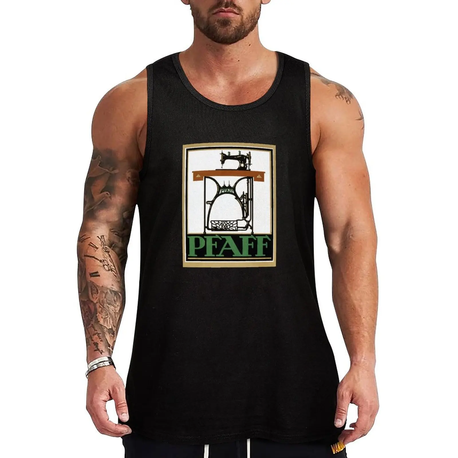 Pfaff Vintage Advertising Poster Restored Tank Top gym clothes men Man summer clothes