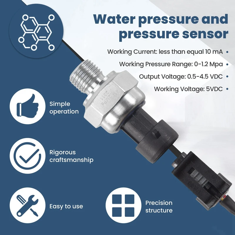 Pressure Transducer Sensor 5V 0-1.2Mpa Oil Fuel For Gas Water Air