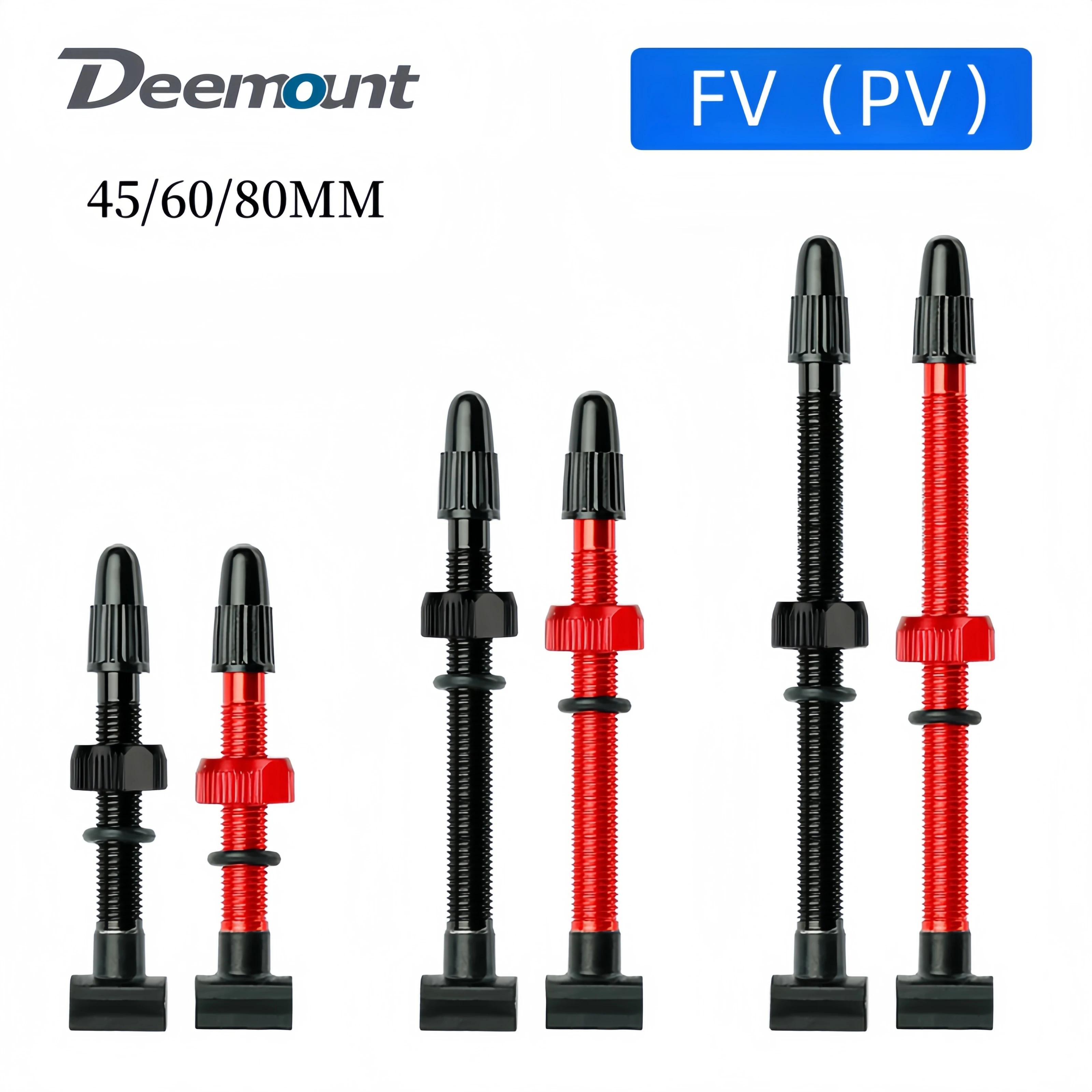 DEEMOUNT Bicycle Vacuum Tire Air Valve One piece Square Bottom FV (PV) French Tubeless Carbon Knife Ring 45/60/80MM