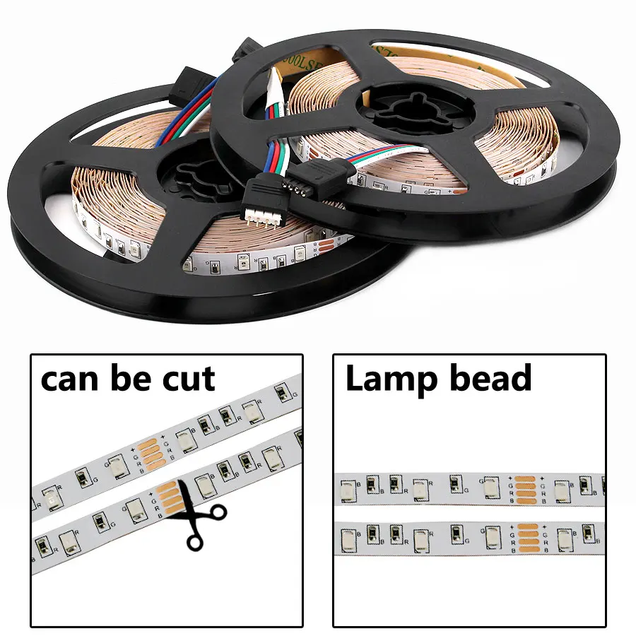 12 V LED Strip RGB Light non impermeabile 60led/m 5050 RGB 1M 5M Led Strip Light 12 V Volt flessibile Diode Ribbon light TV retroilluminazione