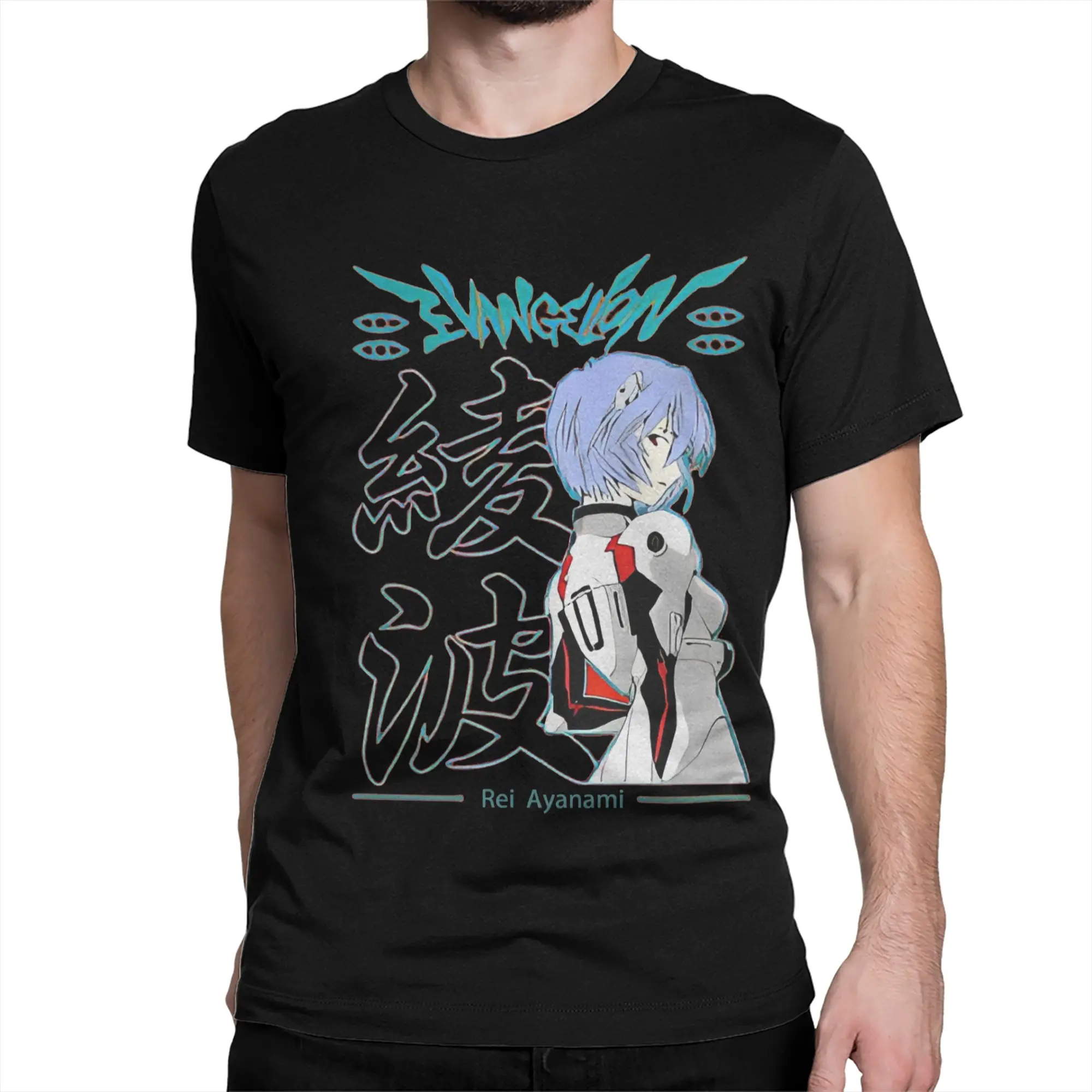 Ayanami T Shirt Men Women's Cotton Funny T-Shirts Round Collar Neon Genesis EVA Anime Comic Tee Shirt Short Sleeve Clothing