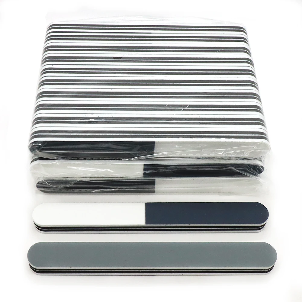 

10/20/50pcs Sponge Nail Art Buffer File Block 3 Sides Sanding Buffering Strip Manicure Tool Black White Gray Thickening Files