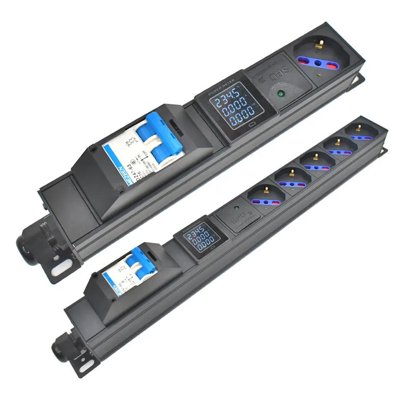 

PDU Power Strip Surge protection 16/32A Air Switch Power Distribution Unit Ammeter 16/32A 4000W/8000W Italy EU SOCKET