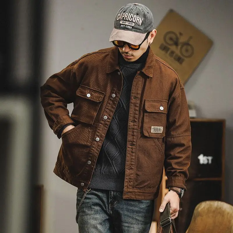 

Retro Denim Jacket Men's Autumn Trendy Casual Jacket Men's Trendy French Workwear