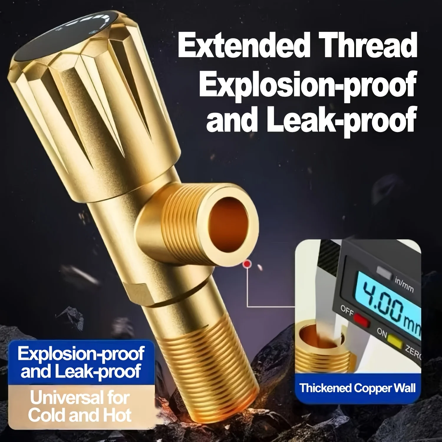 

Высокопроизводительный герметичный латунный угловой клапан, поддерживает подачу горячей и холодной воды, порт подключения G1/2