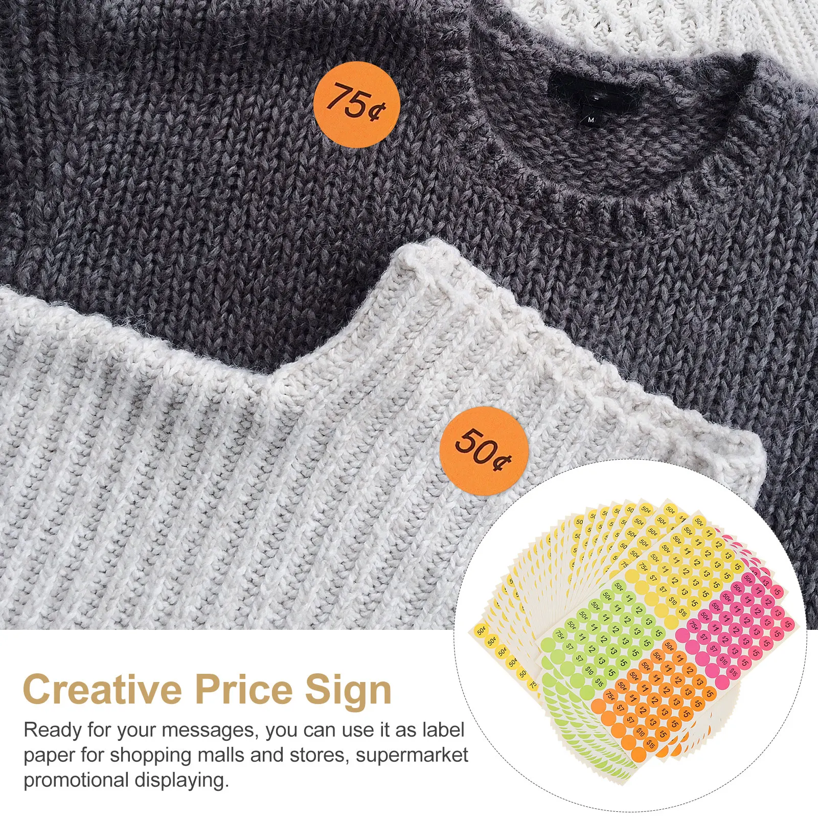 

25 Sheets Pricing Stickers Price Label Goods Paper Tag Pre-priced Decals Round Colorful Tags Creative Sign