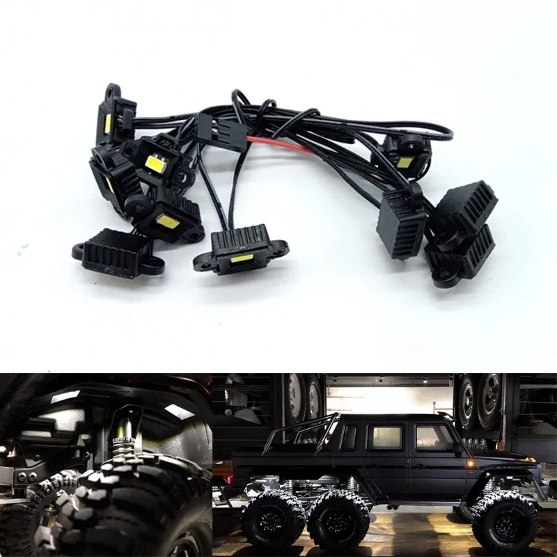 LED Chassis Light Fender Lamp Wheel Eyebrow Lights for 1/10 RC Crawler Car Traxxas TRX6 G63 6x6 AMG Diy Upgrade Parts