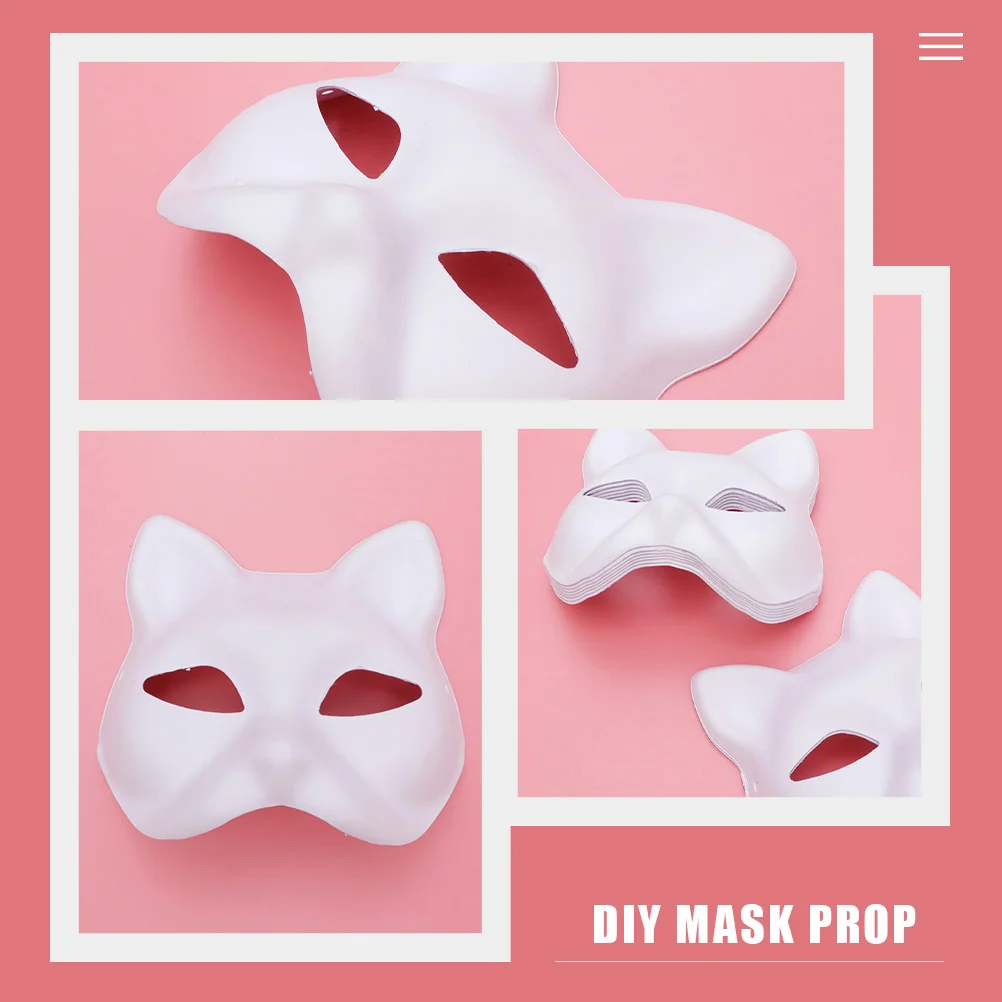 4-delige kattenmaskers om vier handgeschilderde pulp gezichtshalf ambachtelijke blanks Miss Masquerade te schilderen