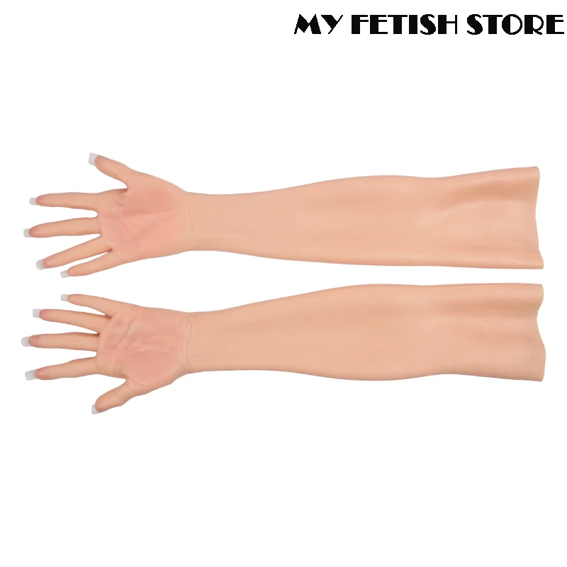 Lifelike Female Realistic Soft Silicone Hand Gloves With Nail Upgrade 60CM Long Crossdresser Transgender Shemale Male To Female