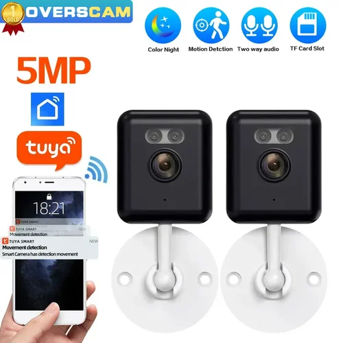 Cámara CCTV de seguridad inalámbrica Wifi, Mini cámara de videovigilancia para interiores de 5MP, detección de movimiento, Monitor inteligente para bebés, Tuya Smart