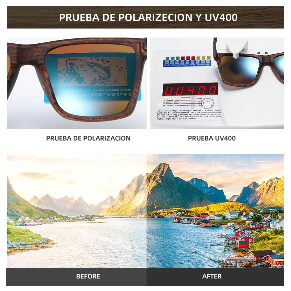 GM Wooden Sunglasses Women Sunglasses Men Polarized Fashion Flat Lens Square Frame Eyewear UV400 Colorful Sun Glasses