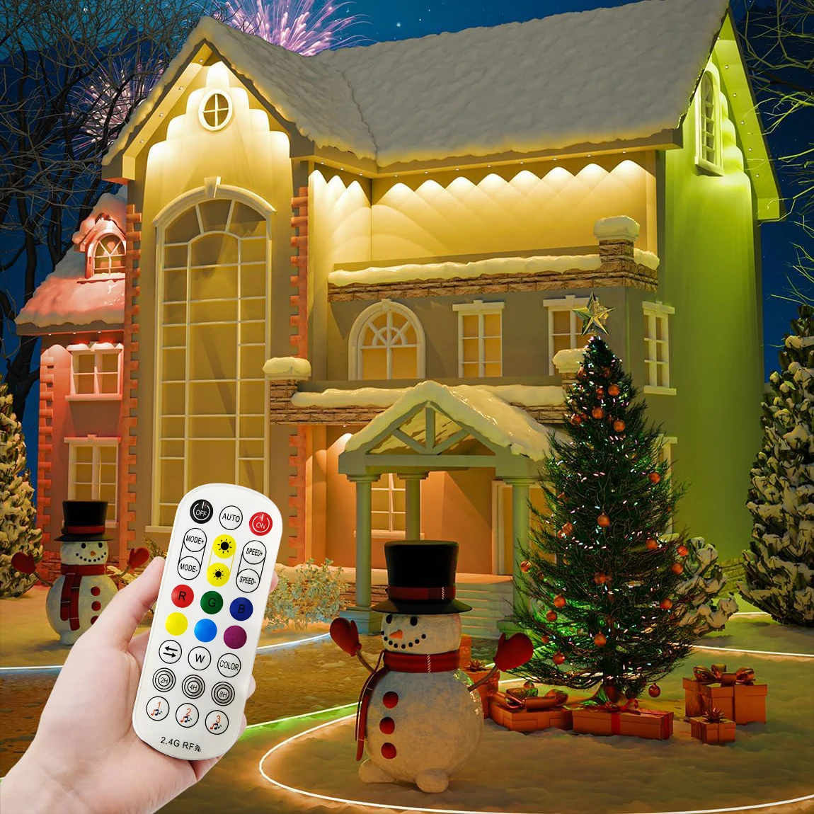 300FT Permanent Outdoor Eaves Light Intelligent RGB CW 180 LED Eaves Light IP67 Waterproof Suitable For Christmas Parties