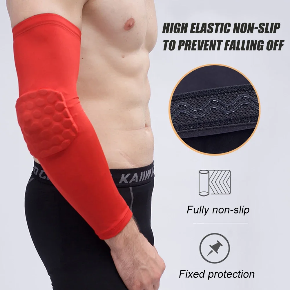 1PCS Arm Compression Sleeve for Youth Adult -Padded Arm Sleeves Elbow Forearm Crashproof Pad Protection for Football Basketball