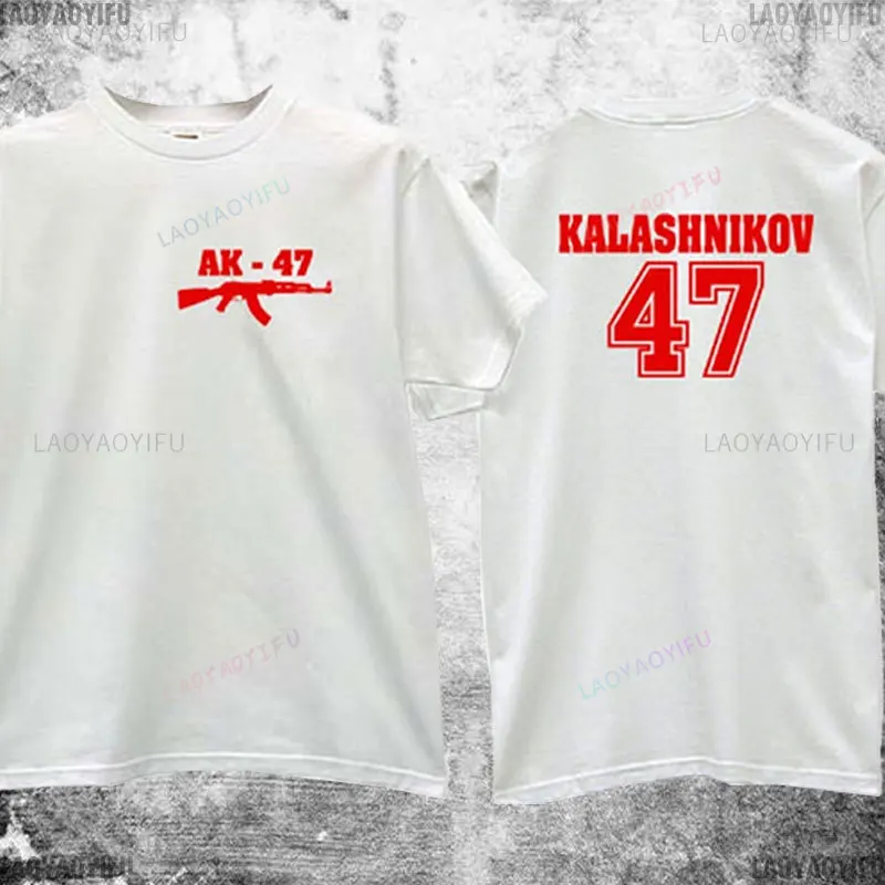 تي شيرت مطبوع كالاش-كالاشنيكوف للرجال والنساء ، قميص قطن أسود ، سلاح رائع ، الصيف ، ذكر ، أو توي