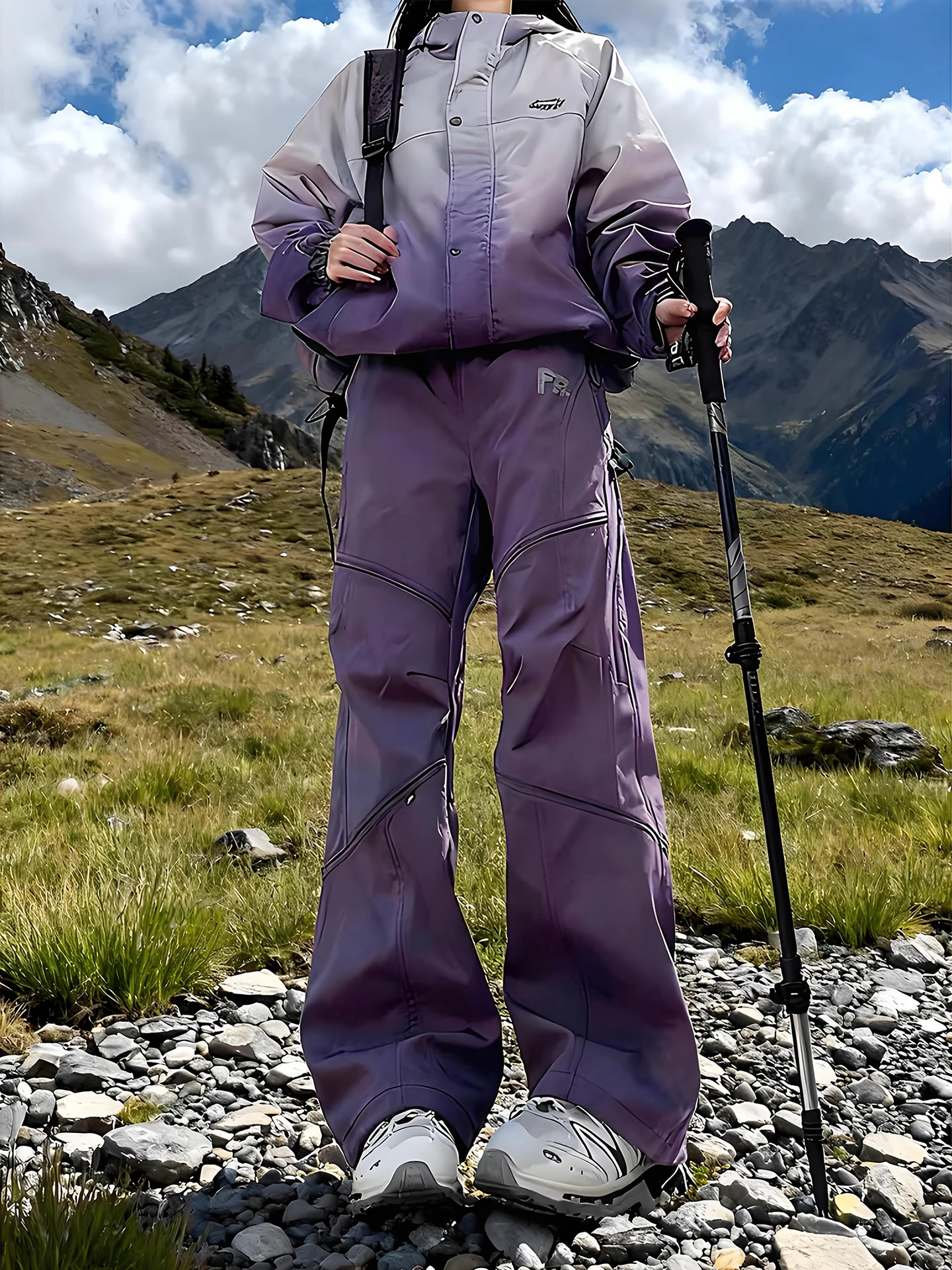 

Комплект уличных брюк для походов с мягкой флисовой подкладкой для мужчин и женщин, осенне-зимние ветрозащитные рабочие брюки, серия «Горы», полиэстер...