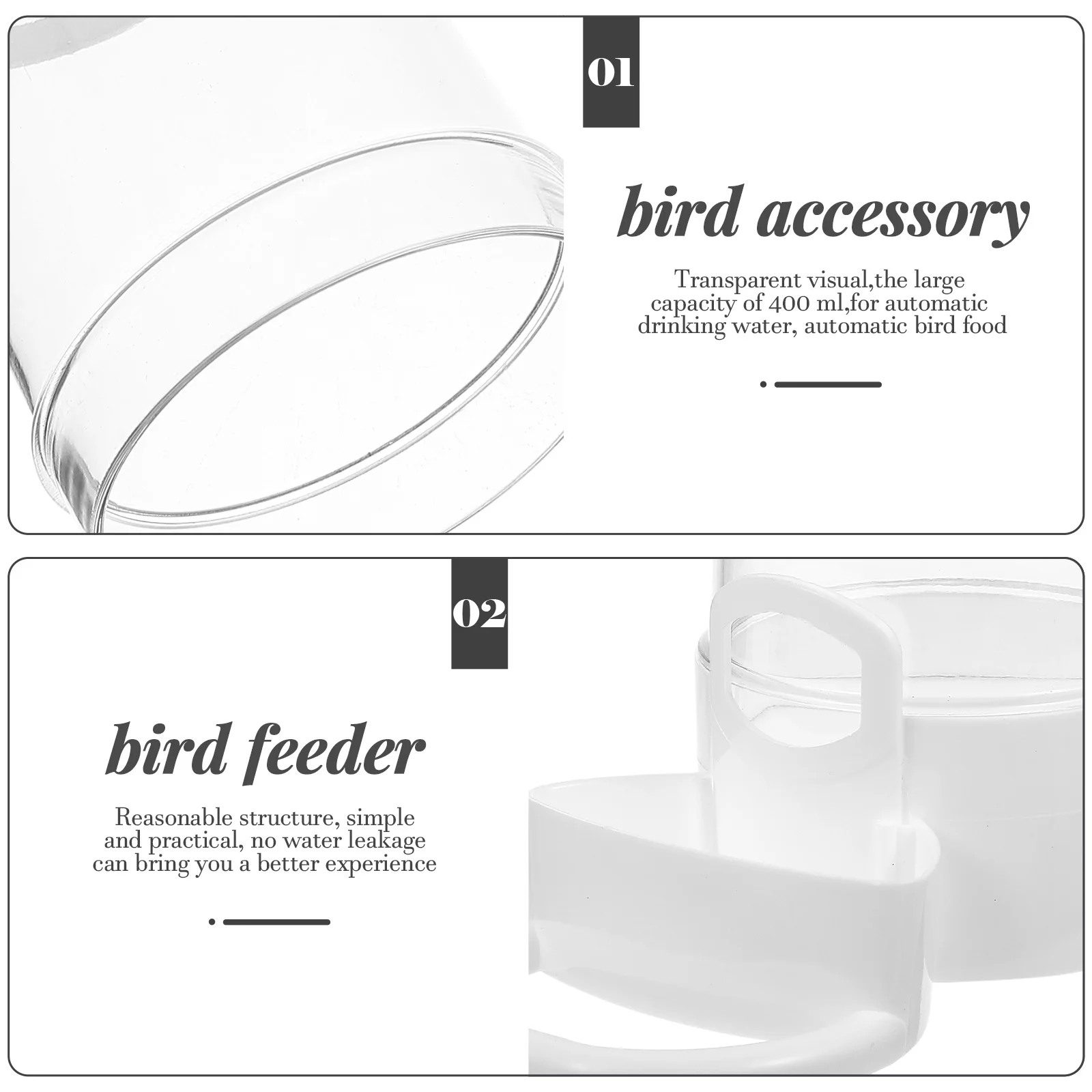 

2pcs Automatic Bird Feeders Durable Detachable Water Fountains Multi-Function Pet Feeding Accessories For Parakeet Cages
