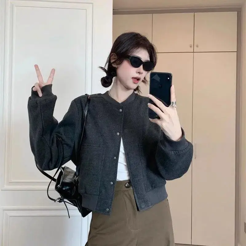 Bomberjacken Hardcore Damen Herbst Preppy Campus Uniformen Karierte Studenten Passende Klassiker Trendy Jugendliche College Einfach