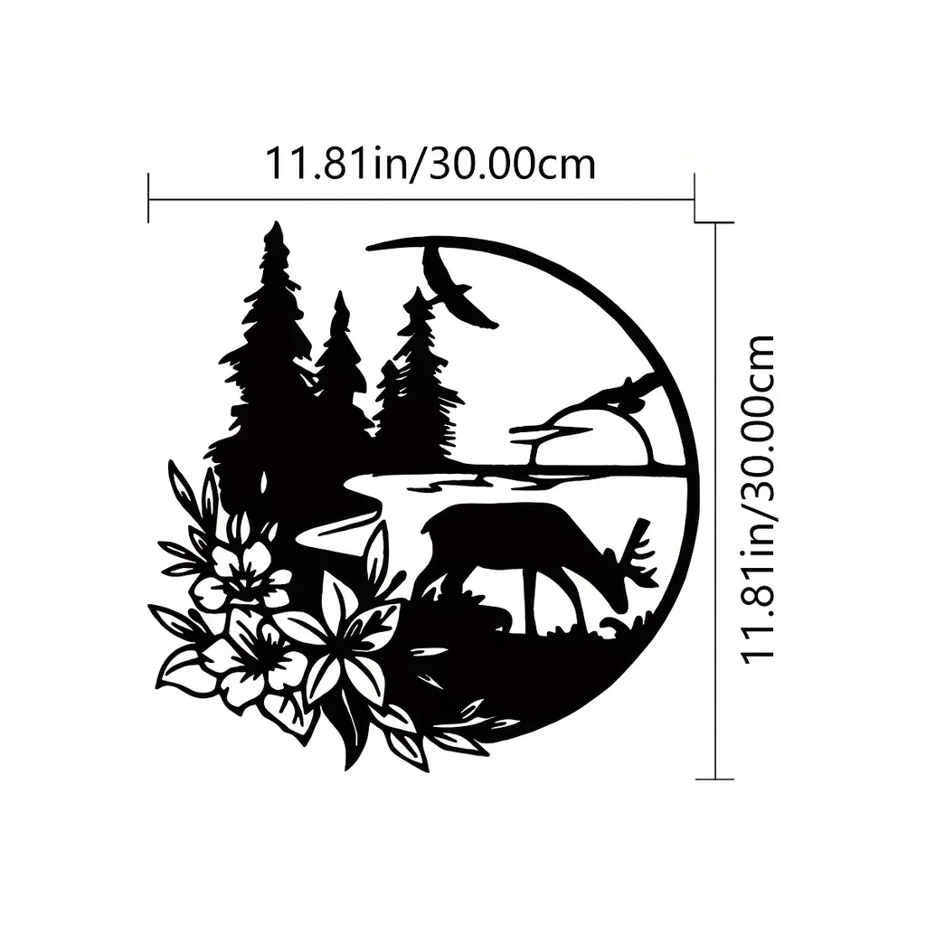 

CIFBUY Decoration Black Deer Wall Hanging Decoration Modern Home Livingroom Bedroom Sticker Mural Wall Mounted Room Background