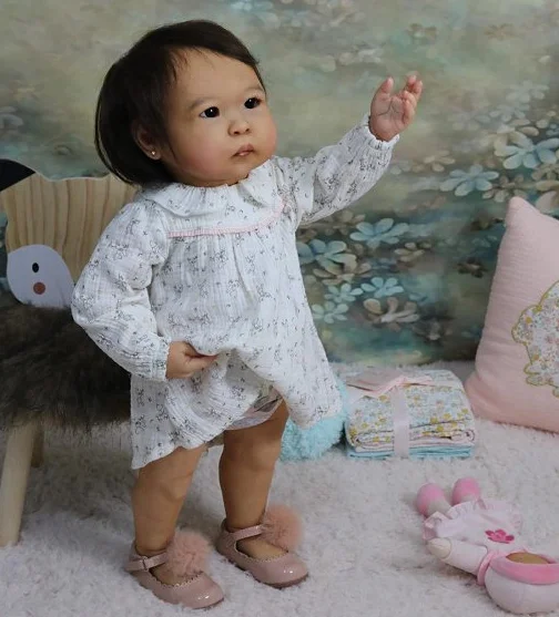 25 inch DIY herboren poppenset onvoltooide ongeverfde Min Li Aziatische babypoppenkit met stoffen lichaam en ogen voor verzamelaars