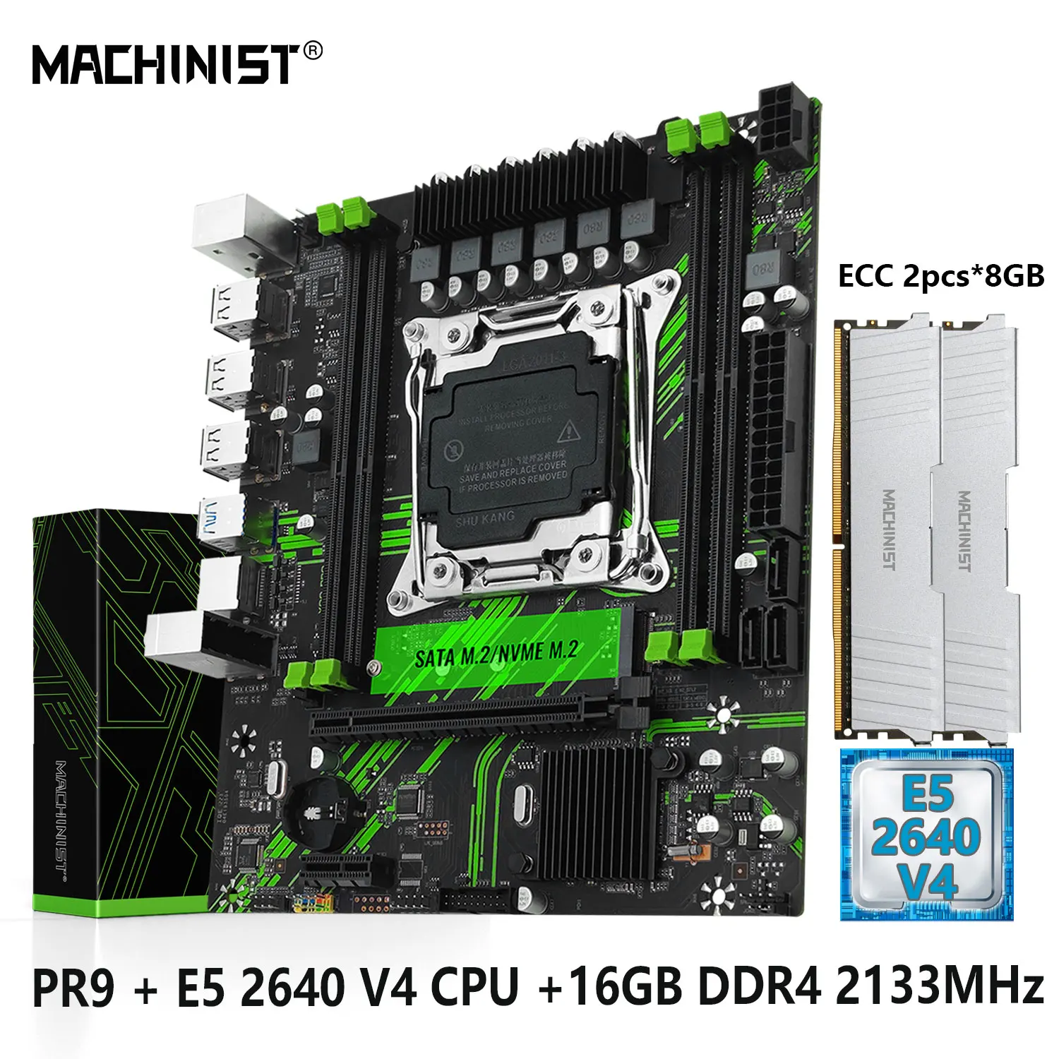 

MACHINIST PR9 X99 Motherboard Set LGA 2011-3 Kit Xeon E5 2640 V4 Processor CPU +DDR4 2*8GB RAM Memory usb3.0 NVME/SATA M.2 M-ATX